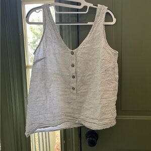 notPERFECTLINEN Striped Tank Top - White and Gray